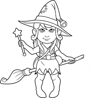Adorable Halloween Witch Coloring Page