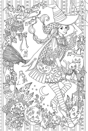 Adorable Witch Coloring Page