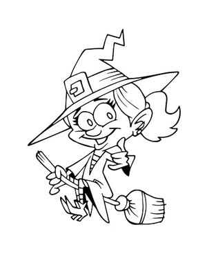 Charming Cartoon Witch Coloring Page
