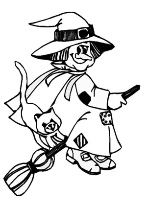 Image of a Witch Coloring Page