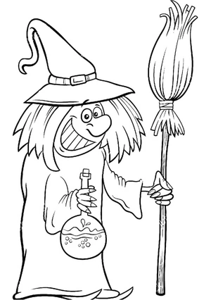 Jolly Witch Coloring Page