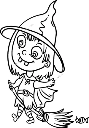 Whimsical Witch Coloring Page