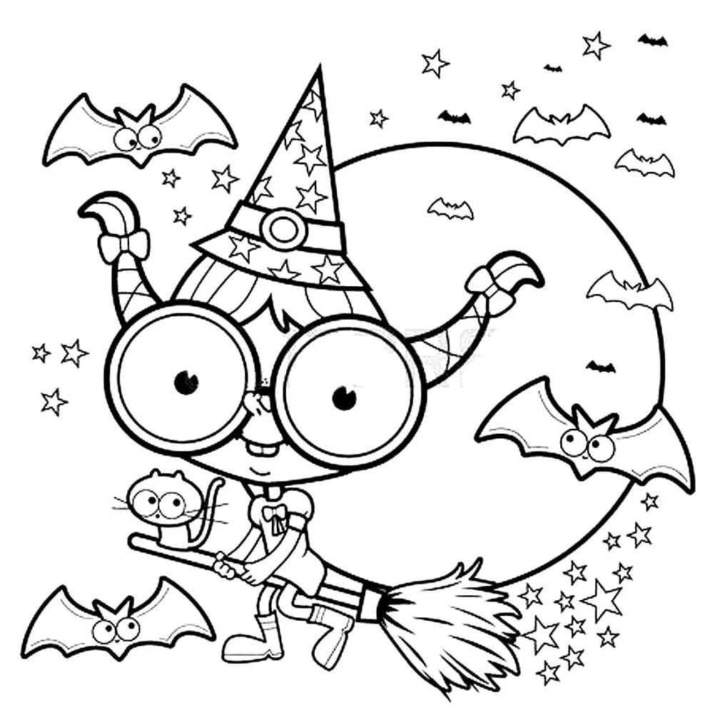 Witch Cartoon Coloring Page