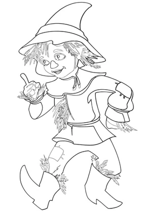 A Straw Scarecrow Dreaming of Gaining Intelligence Coloring Page