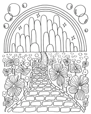 Enchanted Pathway to the Emerald City Coloring Page