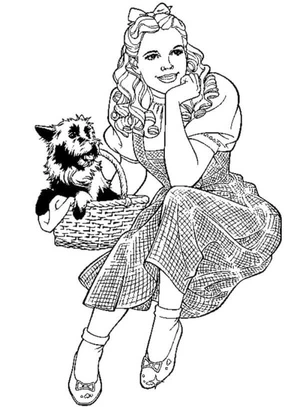 Sweet Ellie and Her Loyal Companion Totoshka Coloring Page