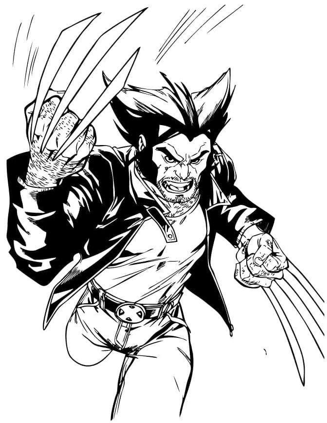 Sprinting Wolverine Coloring Page