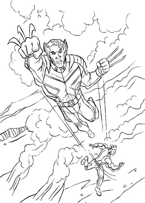 Wolverine in Flight. Coloring Page
