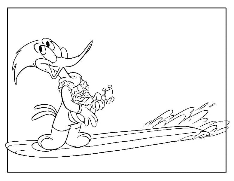 Humorous Woody the Woodpecker Coloring Page