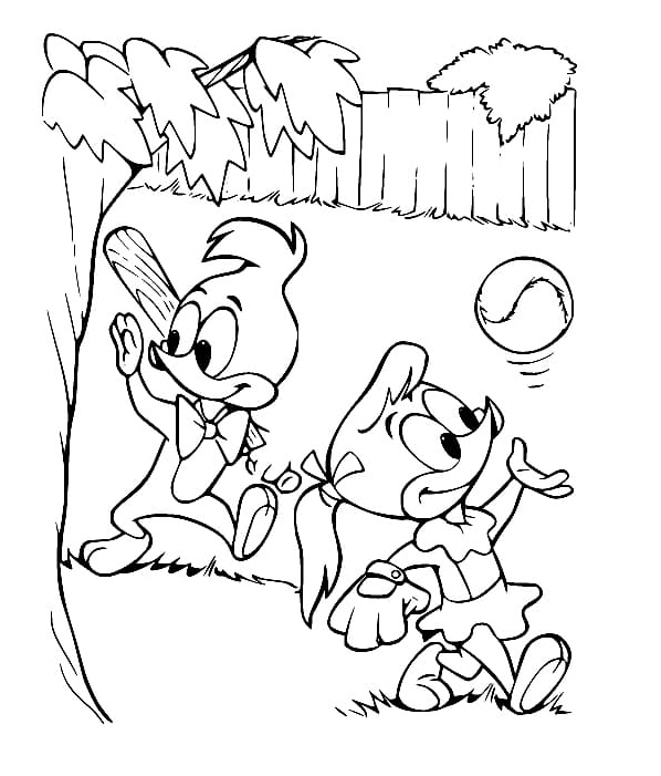 Knothead and Splinter coloring page featuring characters from Woody Woodpecker Coloring Page