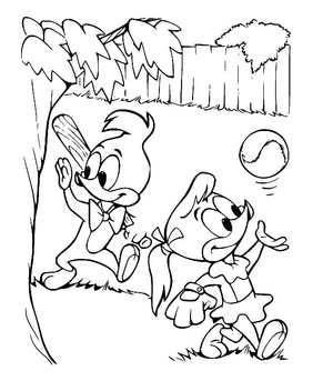 Knothead and Splinter coloring page featuring characters from Woody Woodpecker