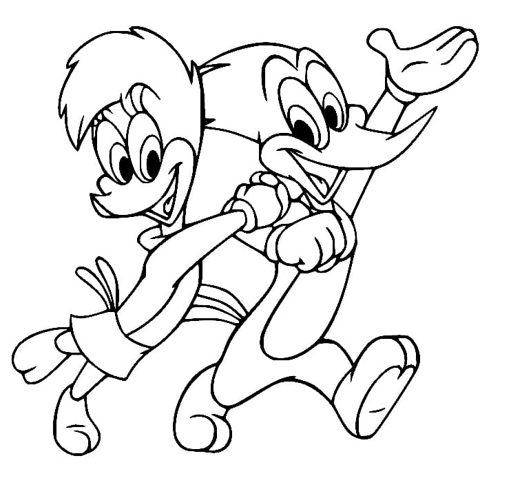 Winnie and Woody the Woodpeckers Coloring Page