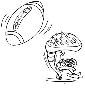 Woody Woodpecker playing rugby. Coloring Page