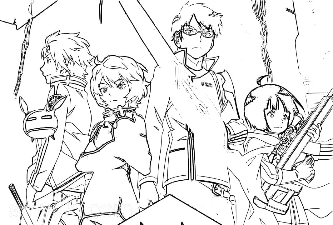 Characters from the World Trigger Series Coloring Page