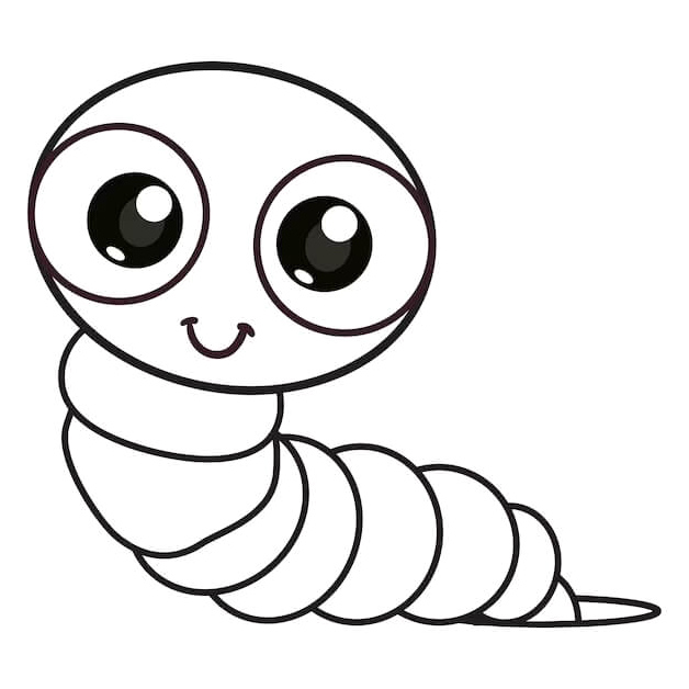 Adorable Happy Worm Coloring Page