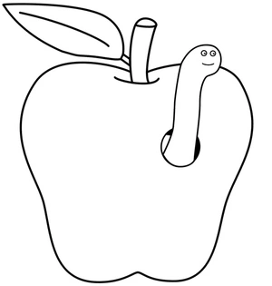 Apple With Worm Coloring Page Coloring Page