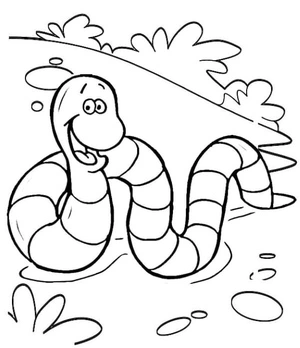 Easy Worm Coloring Page