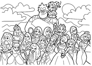 Ralph, Vanellope, and Princesses