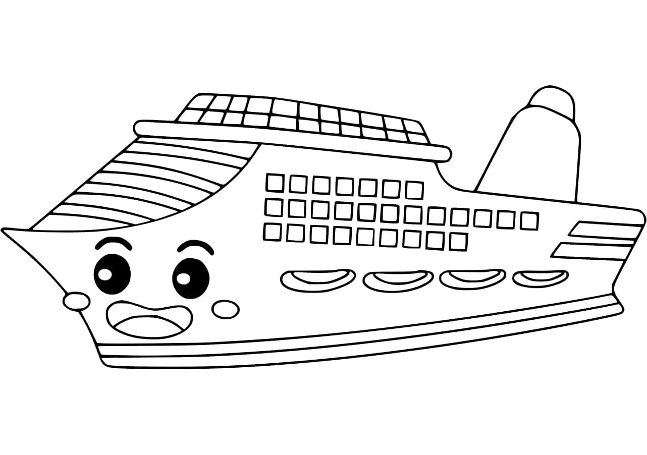 Cartoon Sailboat Coloring Page