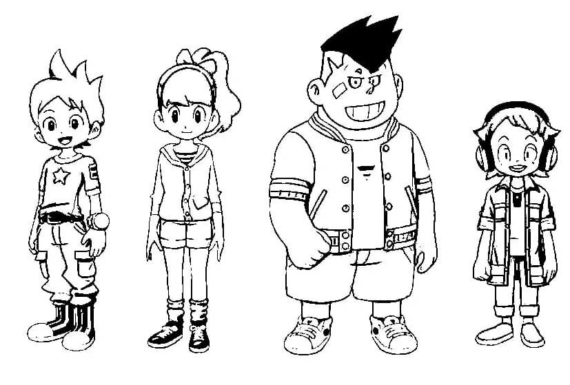 Yo-Kai Watch Characters Coloring Page