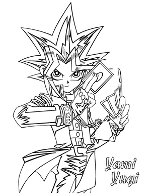 Absolutely! Here is a revision for the coloring page name: 
Yami Yugi from "Yu-Gi-Oh!" Coloring Page