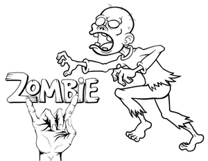 Hungry Zombie Coloring Page Coloring Page