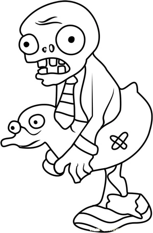 Zombie Ducky on an Inner Tube Coloring Page