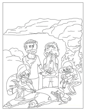 Zombie Family Coloring Page