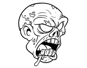 Zombie Skull Coloring Page